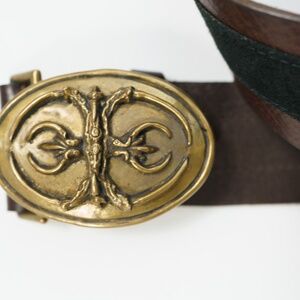 DESIGNER Belt Buckle Brown Leather Belt, Size M